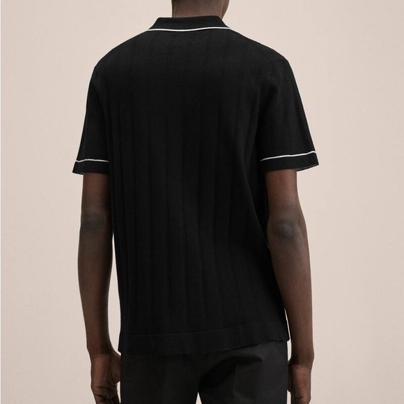 Mango Ribbed Knit Polo Shirt - Picture 3 of 7